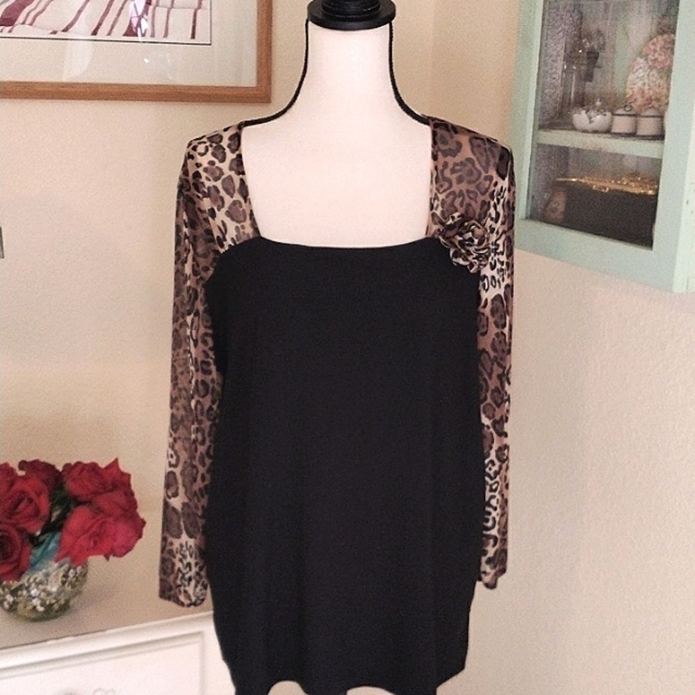 Animal Print and Black Top